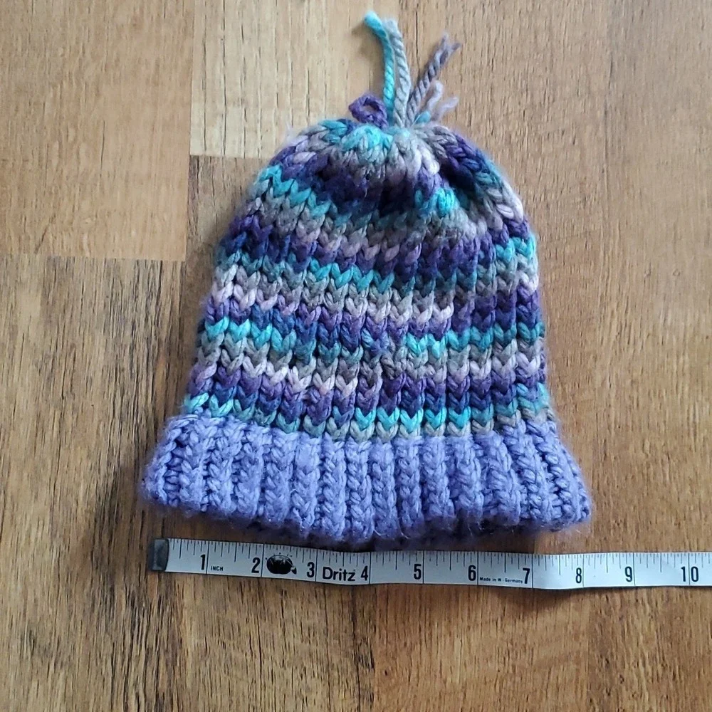 Handmade‎ Purple and Aqua Knitted Child's Hat